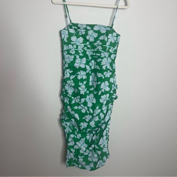 $448 Olly Ruched Midi Dress in Frog Flower NWT - Picture 13 of 13